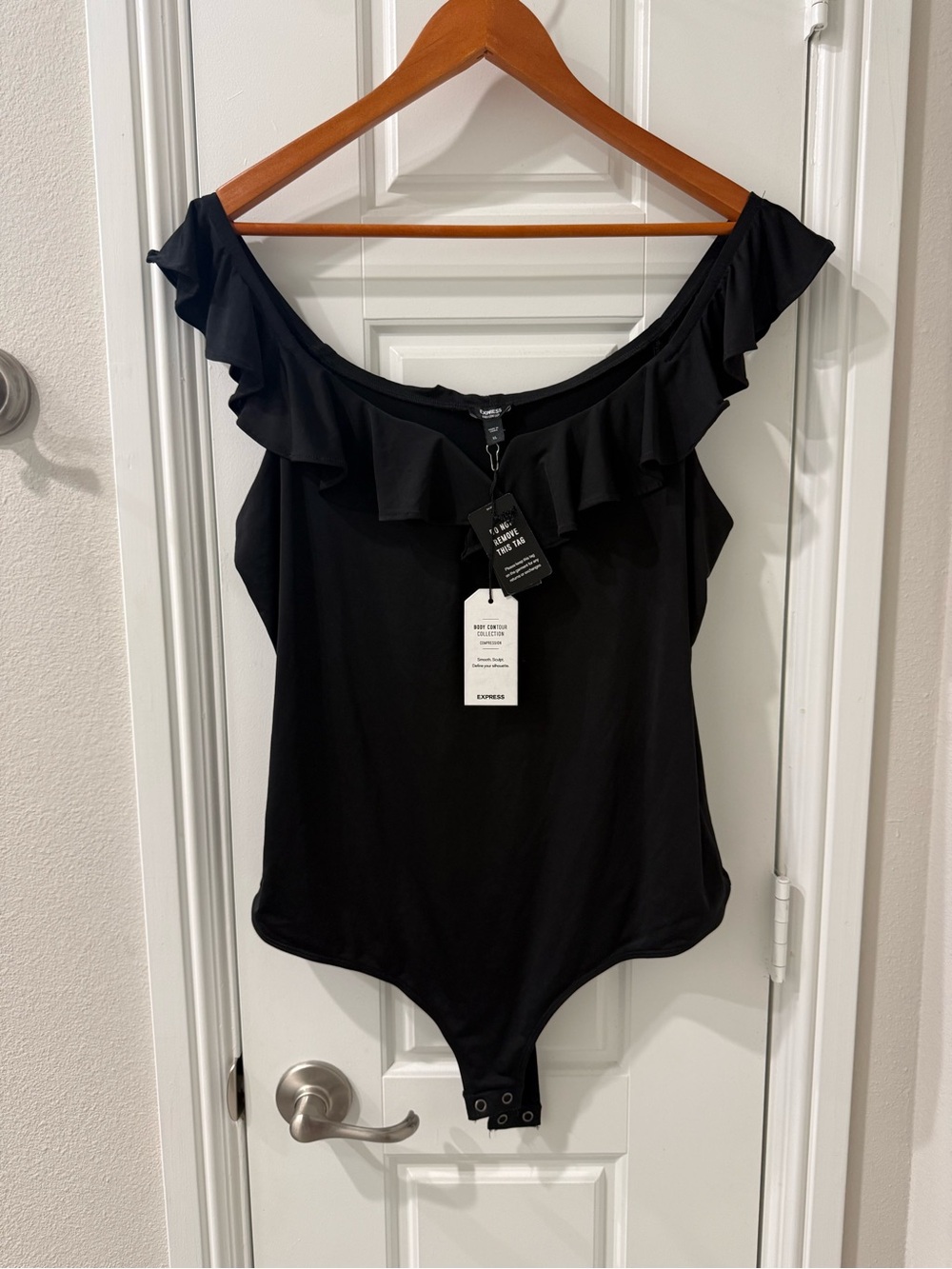 Ruffled Off-Shoulder Black Women’s Body Suit